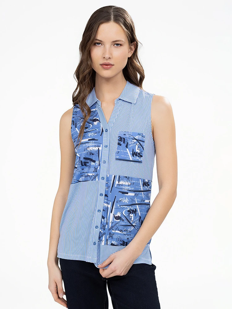 Sleeveless semi-fitted tunic