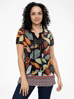 Short-sleeve semi-fitted tunic