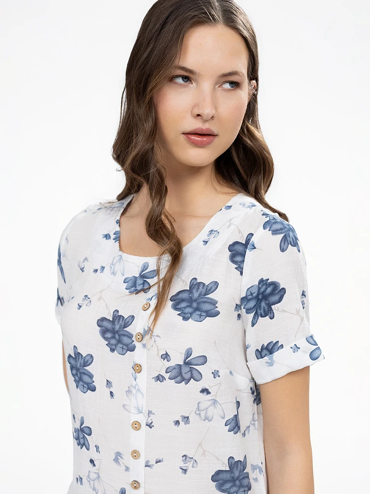 Short-sleeve loose blouse