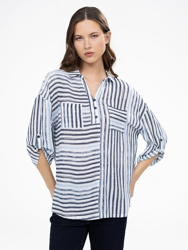 3/4-sleeve loose blouse