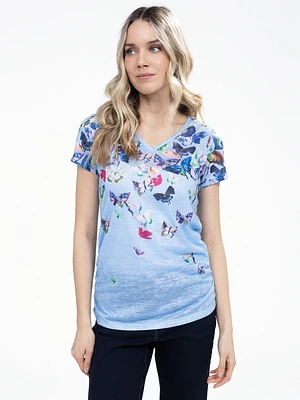 Short-sleeve semi-fitted tunic
