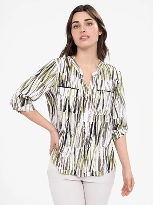 Blouse ample à manches 3/4 avec boutons