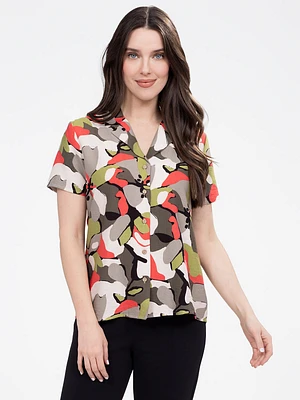 Blouse ample à manches courtes avec boutons