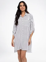 Blouse longueur tunique ample à manches 3/4 avec boutons