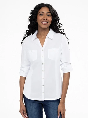 Blouse semi-ajustée à manches 3/4 avec boutons