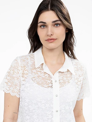 Blouse ample à manches courtes avec boutons