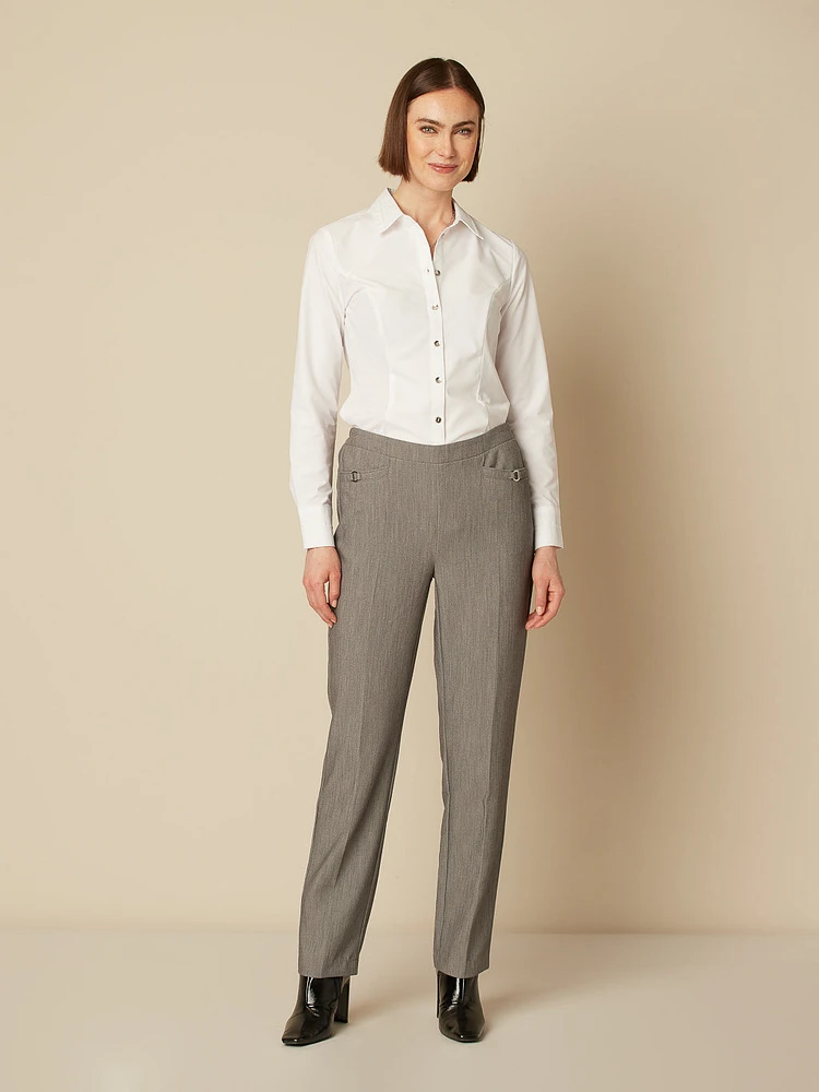Pantalon habillé droit semi-ajusté à enfiler - Petite