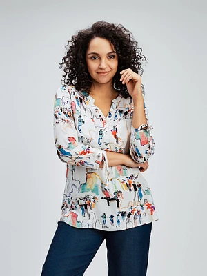 Blouse semi-ajustée à manches 3/4