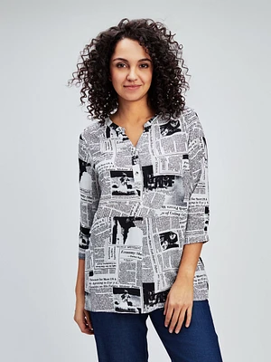 Blouse semi-ajustée à manches 3/4