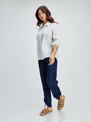 Blouse semi-ajustée à manches 3/4 avec boutons