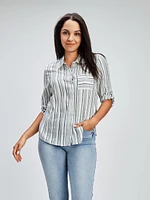 Blouse semi-ajustée à manches 3/4 avec boutons