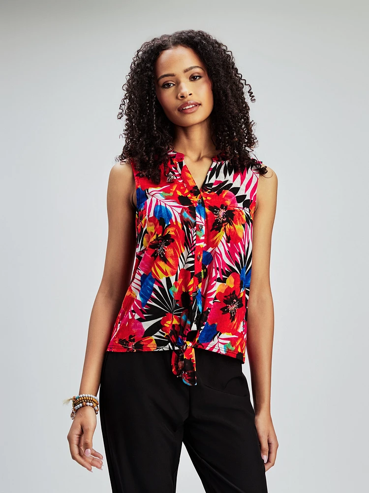Blouse sans manches avec boutons