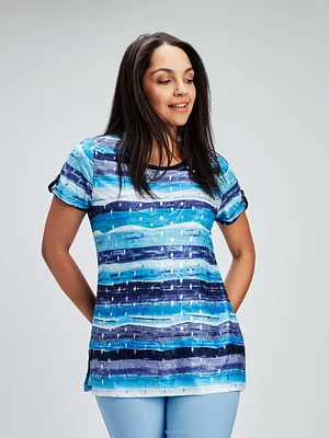 Short-sleeve semi-fitted tunic