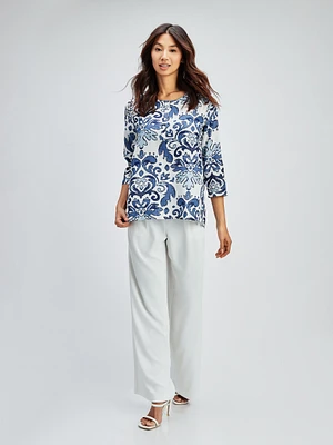 3/4-sleeve semi-fitted tunic
