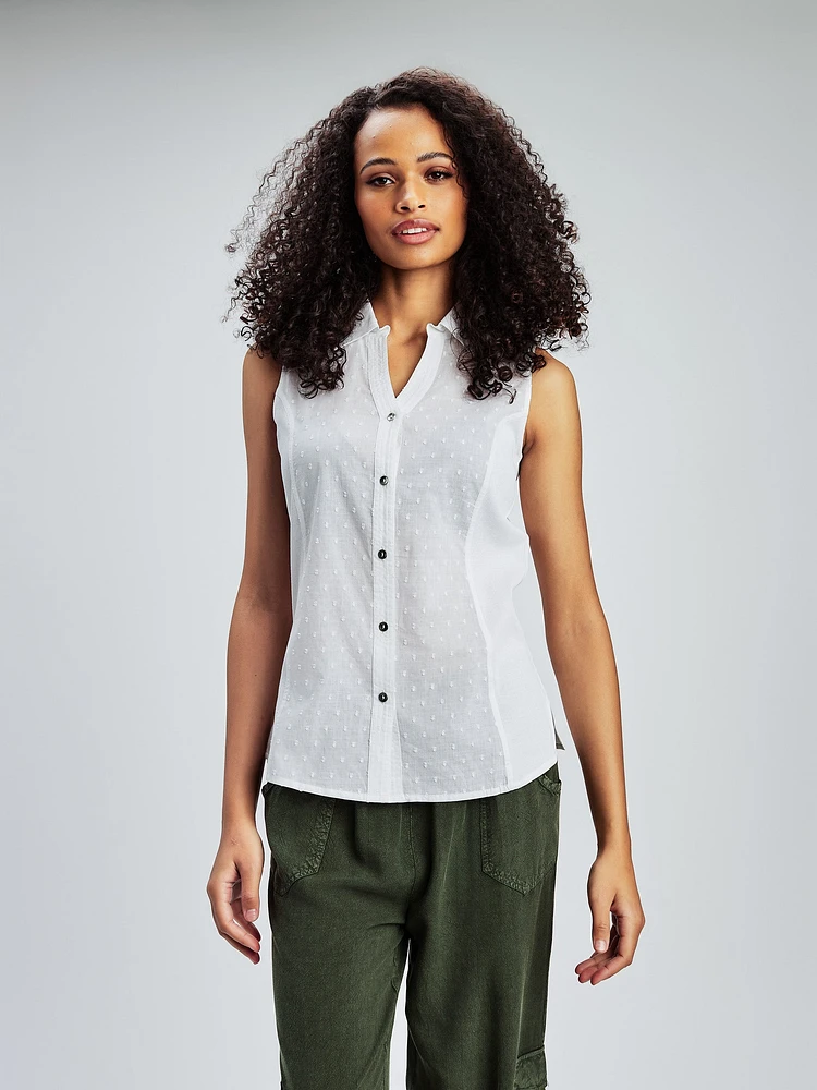 Blouse sans manches ajustée avec boutons