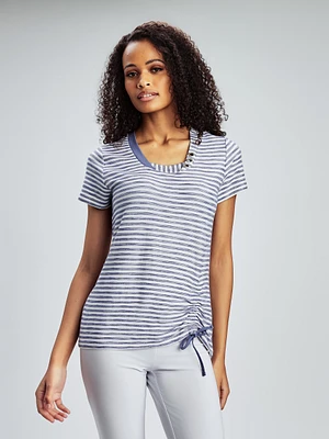 Short-sleeve semi-fitted tunic