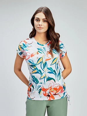 Short-sleeve semi-fitted tunic