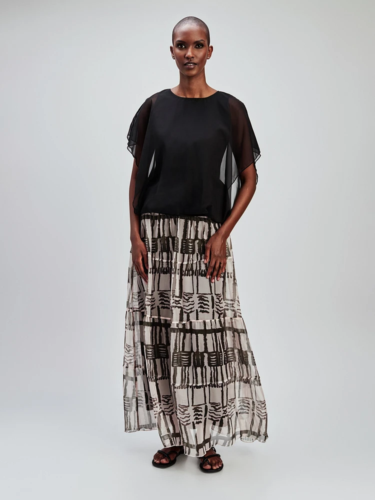 Jupe maxi évasée en tricot
