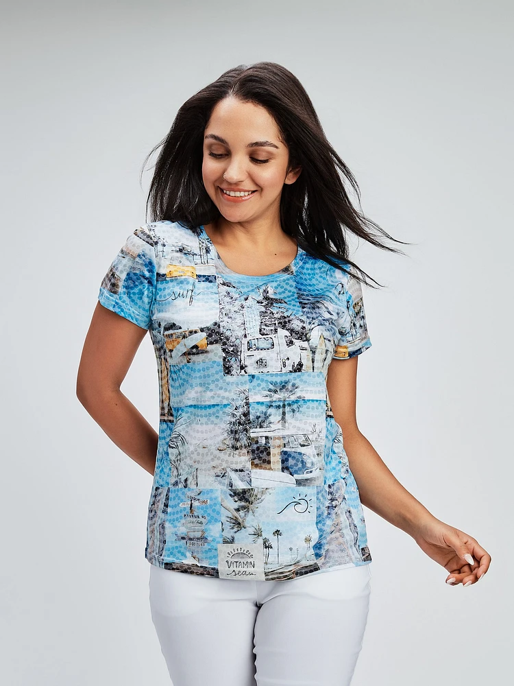 Short-sleeve semi-fitted t-shirt