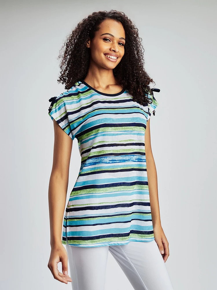 Short-sleeve semi-fitted tunic