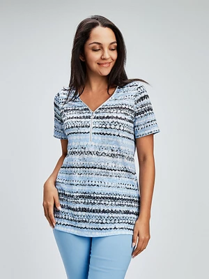 Short-sleeve semi-fitted tunic