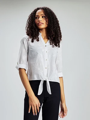 Blouse semi-ajustée à manches 3/4 avec boutons