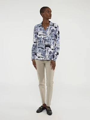 Blouse semi-ajustée à manches longues avec boutons