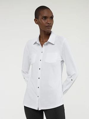 Blouse semi-ajustée à manches longues avec boutons