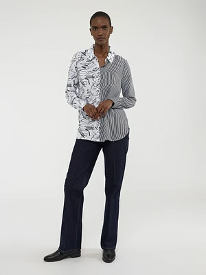 Long-sleeve semi-fitted blouse with buttons