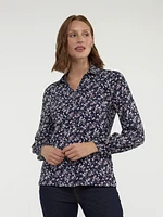 3/4-sleeve semi-fitted blouse with buttons