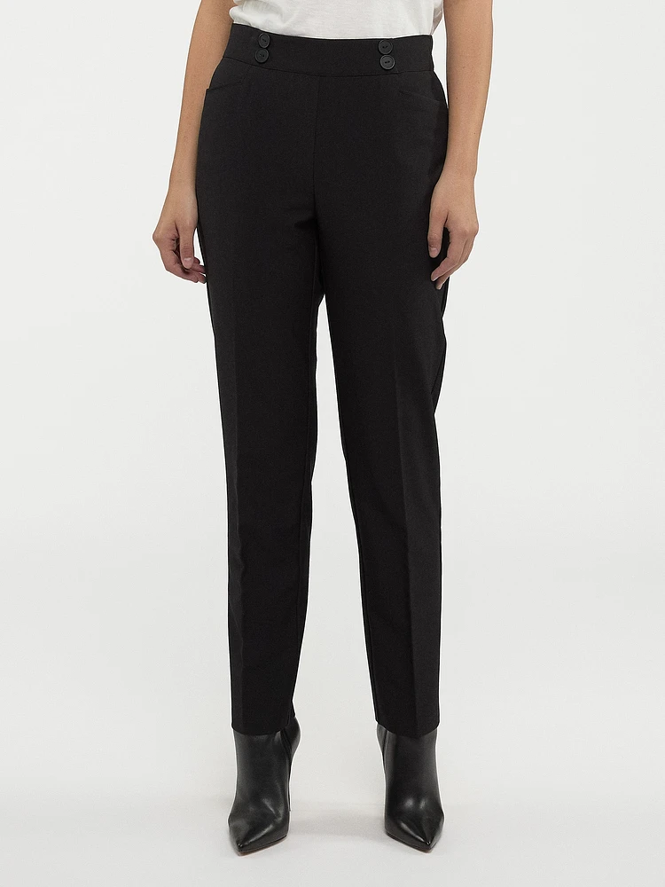 Straight semi-fitted pull-on dress pant