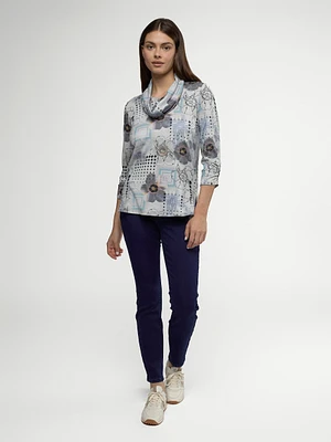 3/4-sleeve semi-fitted tunic