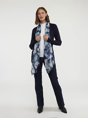 Cardigan en tricot ouvert semi-ajusté à manches longues