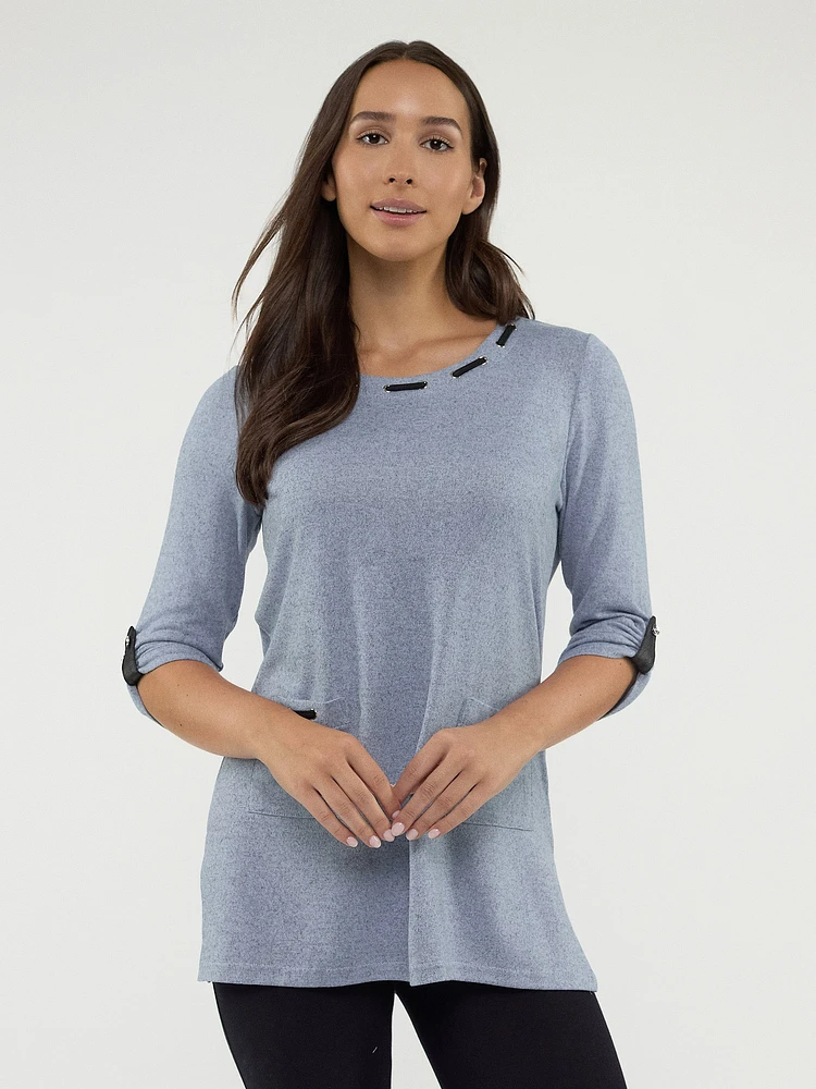 3/4-sleeve semi-fitted tunic