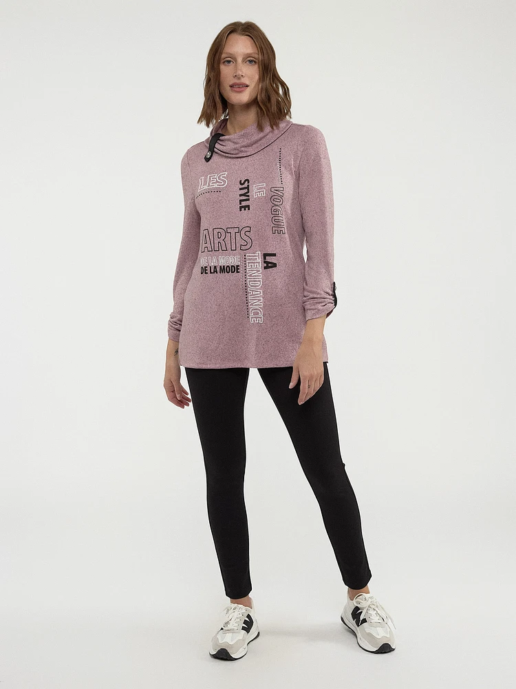 Long-sleeve semi-fitted knit tunic