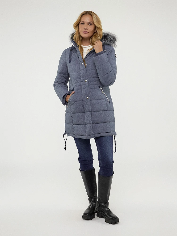 Semi-fitted mid-thigh coat