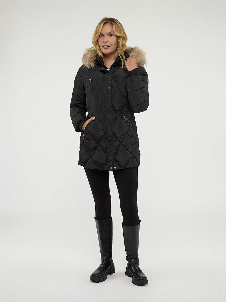 Semi-fitted mid-thigh coat