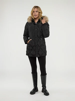 Semi-fitted mid-thigh coat