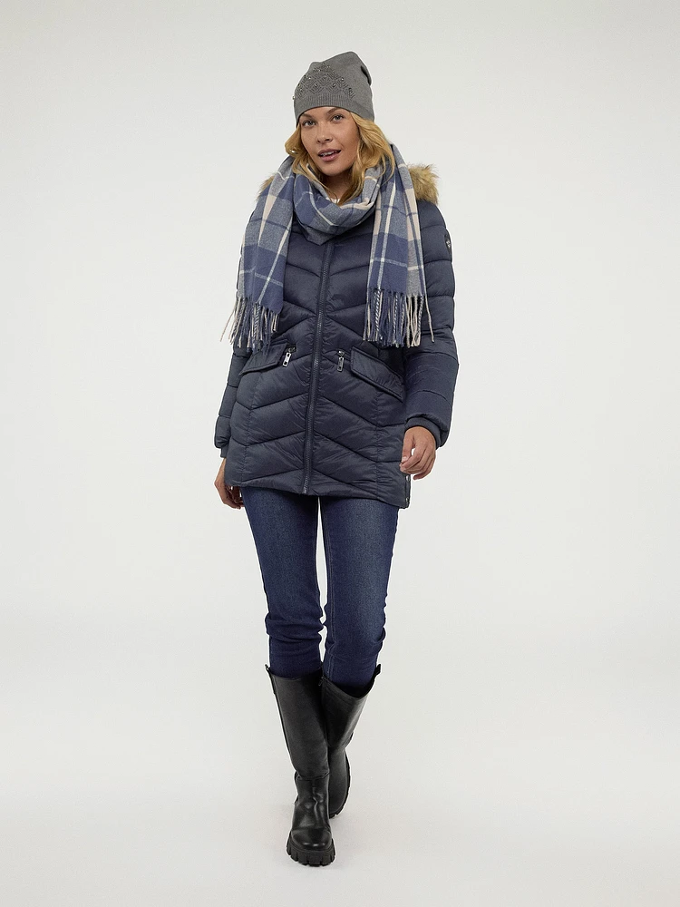 Semi-fitted mid-thigh coat