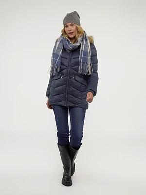 Semi-fitted mid-thigh coat