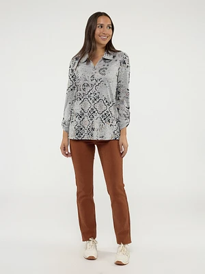 Long-sleeve semi-fitted knit tunic