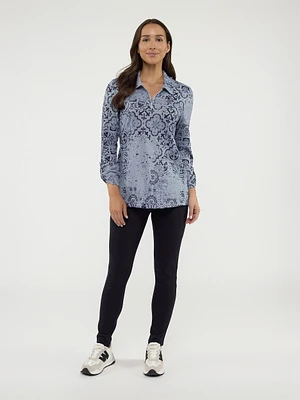 Long-sleeve semi-fitted knit tunic