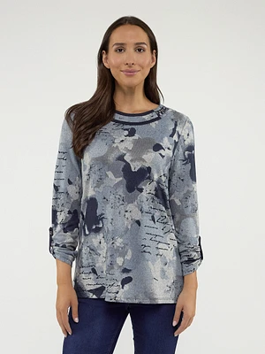 Long-sleeve semi-fitted knit tunic