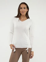 Long-sleeve semi-fitted pullover sweater