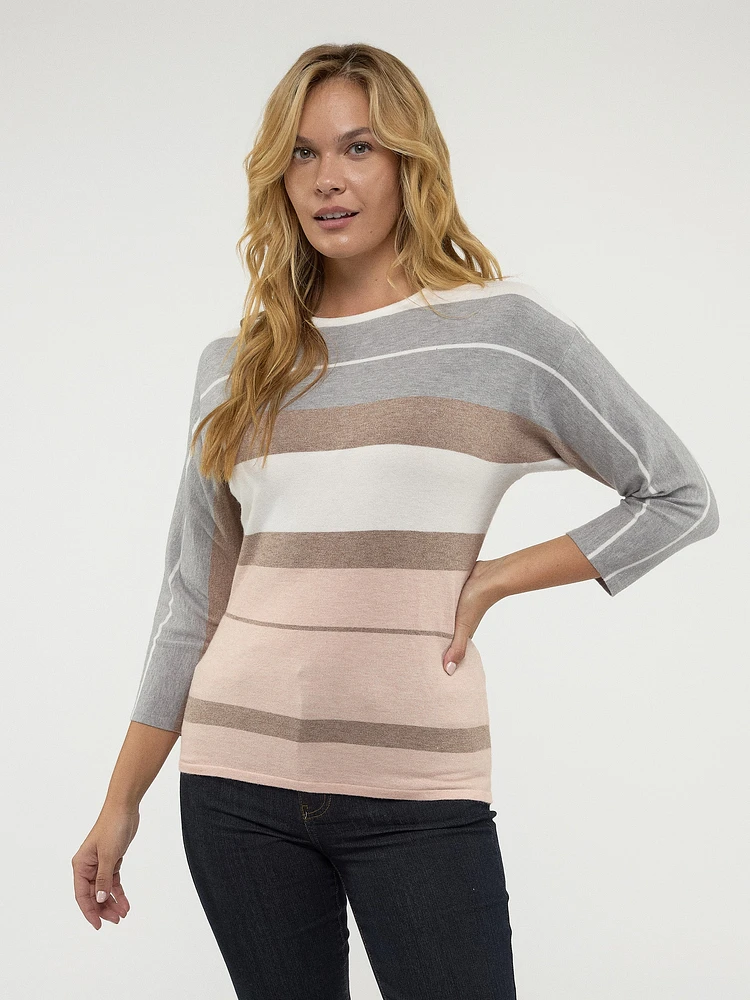 3/4-sleeve loose pullover sweater