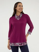 3/4-sleeve semi-fitted fooler tunic