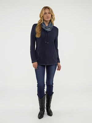 Long-sleeve semi-fitted knit tunic
