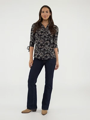 Blouse semi-ajustée à manches 3/4 avec boutons