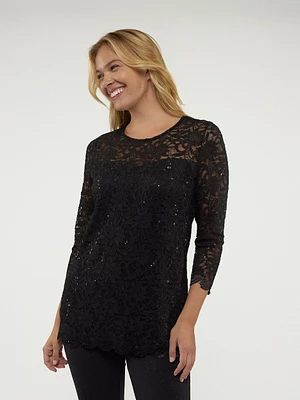 3/4-sleeve semi-fitted tunic