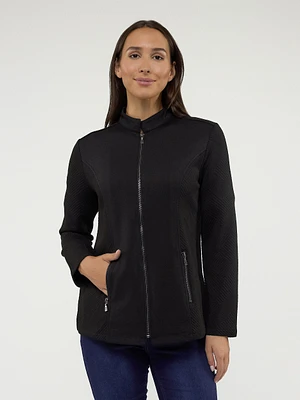 Long-sleeves knit semi-fitted vest